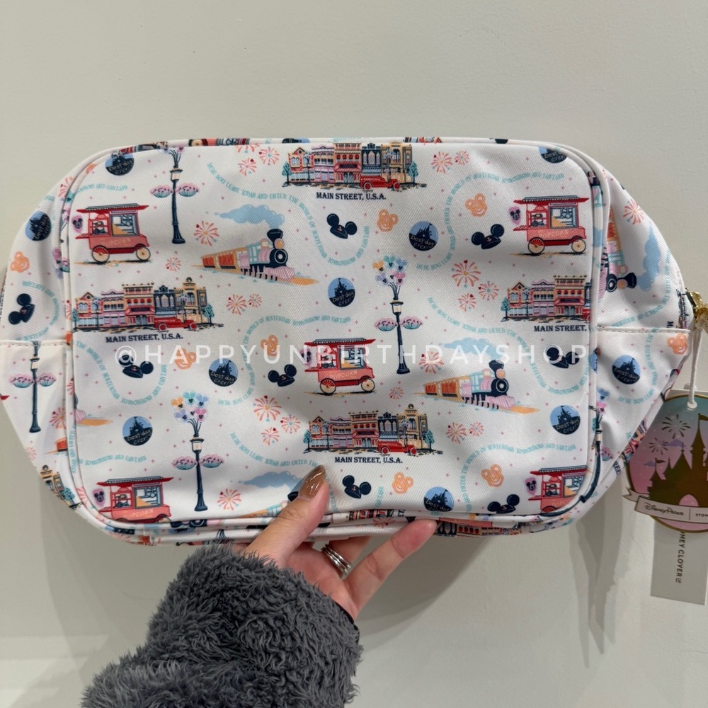 Stoney Clover Lane White Main Street USA Print Cosmetic Pouch